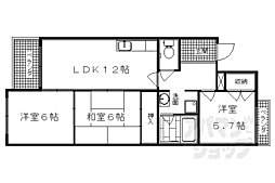 JR山陰本線 嵯峨嵐山駅 徒歩10分の賃貸マンション 1階3LDKの間取り
