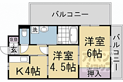 JR山陰本線 太秦駅 徒歩8分の賃貸マンション 3階2Kの間取り