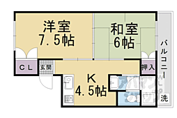 JR山陰本線 馬堀駅 徒歩10分の賃貸マンション 1階2Kの間取り