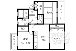 JR東海道・山陽本線 長岡京駅 徒歩35分の賃貸マンション 2階3DKの間取り