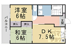 サンフラワー 2DKの間取図画像