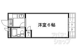 JR山陰本線 太秦駅 徒歩5分の賃貸マンション 2階1Kの間取り