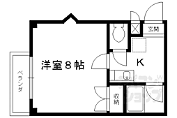 セカンドサンイースト桂 1Kの間取図画像