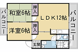 サンハウス桂 2LDKの間取図画像