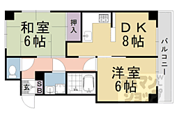 グレースフルヴィラ 2DKの間取図画像