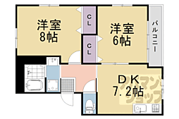 清水マンション 2DKの間取図画像