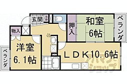 パラシオン蘭 2LDKの間取図画像