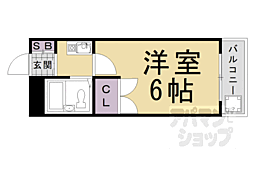 エトワール桂 1Kの間取図画像