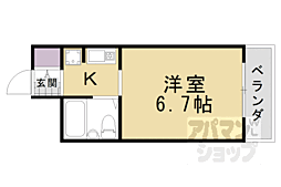 フロイデ東向日 1Kの間取図画像