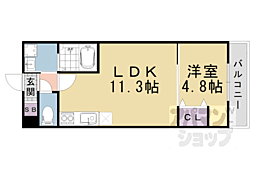 カーサ・フェリーチェ桂 1LDKの間取図画像