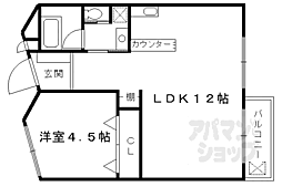 桂グランドハイツ 1LDKの間取図画像