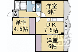 ハイツ長岡京 3DKの間取図画像
