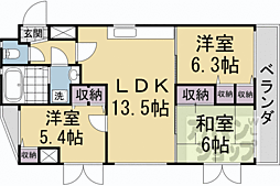クレードル桂川 3LDKの間取図画像