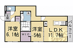 GRAMM桂稲荷山 2LDKの間取図画像