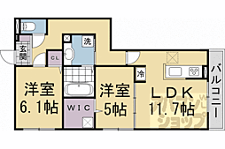 GRAMM桂稲荷山 2LDKの間取図画像