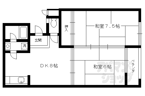 大北マンション 2-305｜京都府長岡京市友岡一丁目(賃貸マンション2DK・3階・46.00㎡)の写真 その2