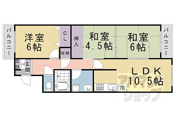 ヴェルデ三番館 306｜京都府京都市西京区山田北山田町(賃貸マンション3LDK・3階・66.17㎡)の写真 その2