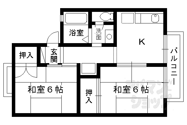 ヴィルベール奥村 A105｜京都府京都市西京区大枝中山町(賃貸アパート2DK・1階・39.00㎡)の写真 その2