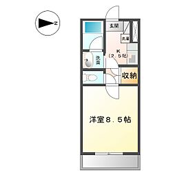 シーサイド2 1Kの間取図画像
