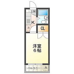 カレッジハウス3 1Kの間取図画像