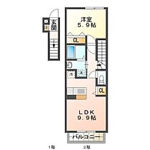 ノイ・アインズ　Ａ 202 ｜ 三重県津市美川町（賃貸アパート1LDK・2階・41.98㎡） その2