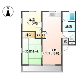ラフィーネ南郊D 2LDKの間取図画像