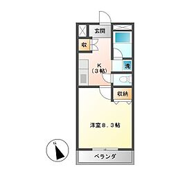 ルナール 1Kの間取図画像