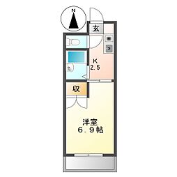 ルイーズ 1Kの間取図画像