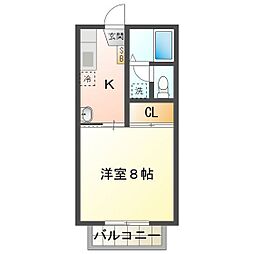 メゾンドキラク 1Kの間取図画像