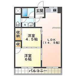 ガーデンヒルズ2号館 2LDKの間取図画像