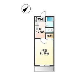 サンミッシェル 1Kの間取図画像