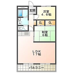 EXCREAサクラバシ 2LDKの間取図画像