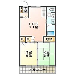 アンジーナビル 2LDKの間取図画像