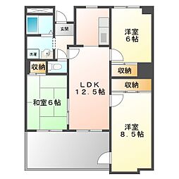 メゾンドゥール2 3LDKの間取図画像