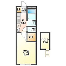 アパート 1Kの間取図画像