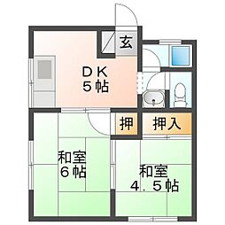 桜荘 2DKの間取図画像