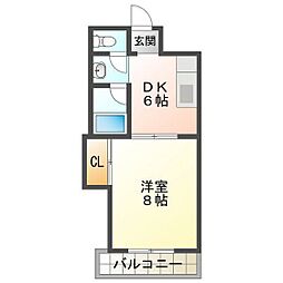 グランドハイツ・アザミ 1DKの間取図画像