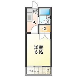 カレッジハウス2 1Kの間取図画像
