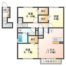 GraceAvenue一身田B 3LDKの間取図画像