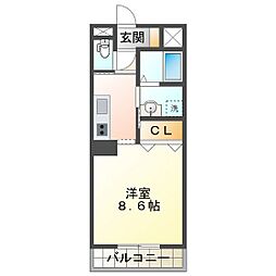 コーポバロン上浜 1Kの間取図画像