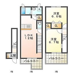 セレーノ 2LDKの間取図画像