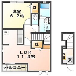 サニーパティオ 1LDKの間取図画像