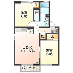 ネオハイツ 2LDKの間取図画像
