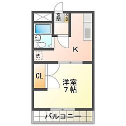 サンパレス 1Kの間取図画像