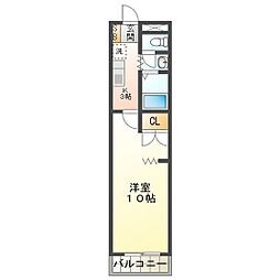KURIMAマンション 1Kの間取図画像