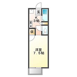 タカトハイツ・A 1Kの間取図画像