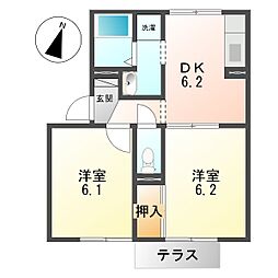 パストラル 2DKの間取図画像