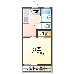 石神ハイツC 1Kの間取図画像