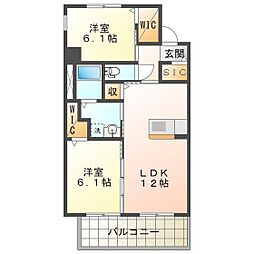 クレド桜橋 2LDKの間取図画像