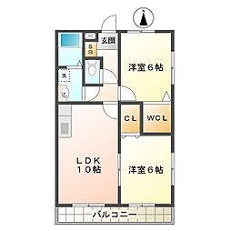 セントレア2 2LDKの間取図画像